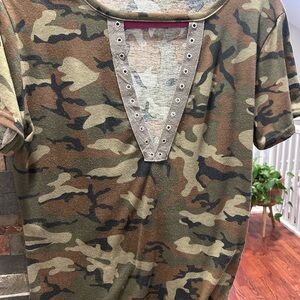 Camouflage V-Neck Women’s Top